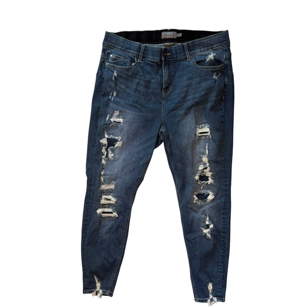 Torrid Blue Distressed Skinny Jeans